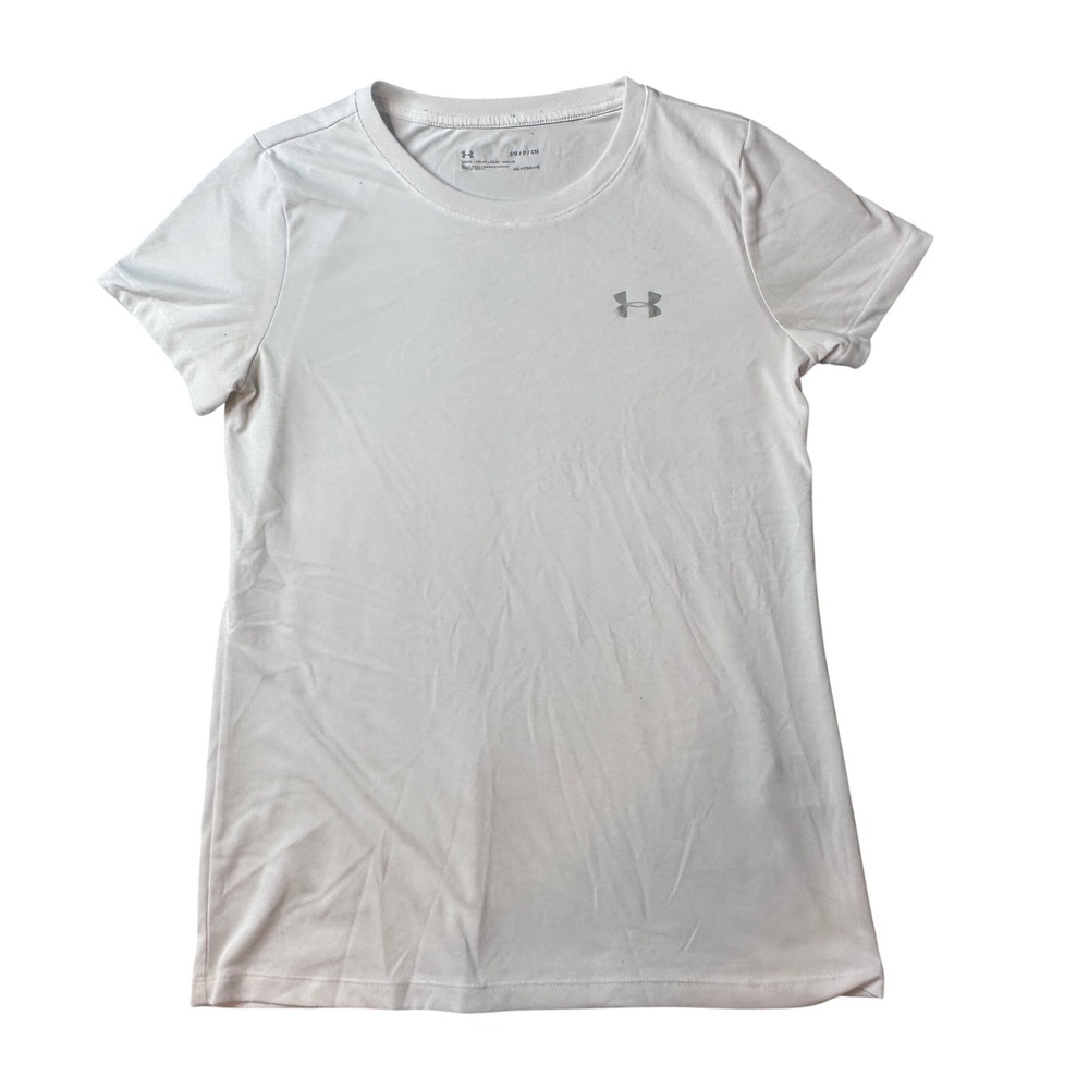 Under Armour T-Shirt Womens Small White HeatGear Short Sleeve Loose Fit Athletic